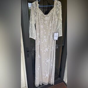 Adrianna Papell Ivory Beaded Off-Shoulder NWT Gown